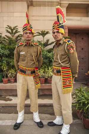 DELHI, INDIA - CIRCA NOVEMBER 2013: Indian soldier in uniform circa November 2013 in Delhi.