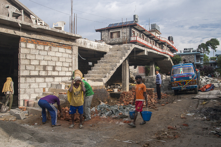 POKHARA, NEPAL - CIRCA NOVEMBER 2013: construction in the style of Nepalese circa November 2013 in Pokhara.のeditorial素材