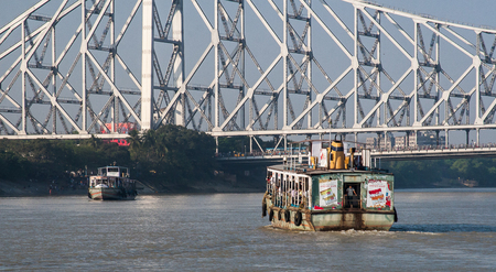 CALCUTTA, INDIA - CIRCA NOVEMBER 2013: bridge over a river in Kolkata circa November 2013 in Calcutta.のeditorial素材