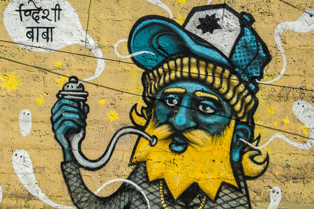 POKHARA, NEPAL - CIRCA NOVEMBER 2013: Nepali smurf circa November 2013 in Pokhara.のeditorial素材