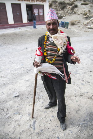 MARPHA, NEPAL - CIRCA NOVEMBER 2013: festival in the village of Marpha  circa November 2013 in Marpha.のeditorial素材