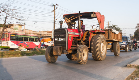 POKHARA, NEPAL - CIRCA NOVEMBER 2013: bus station in Pokhara circa November 2013 in Pokhara.のeditorial素材