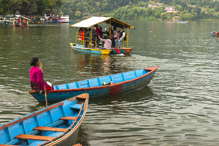 POKHARA, NEPAL - CIRCA NOVEMBER 2013: view of the lake in Pokhara circa November 2013 in Pokhara.のeditorial素材
