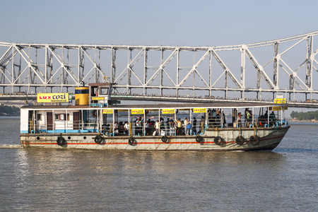 CALCUTTA, INDIA - CIRCA NOVEMBER 2013: bridge over a river in Kolkata circa November 2013 in Calcutta.のeditorial素材