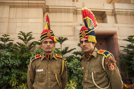 DELHI, INDIA - CIRCA NOVEMBER 2013: Indian soldier in uniform circa November 2013 in Delhi.のeditorial素材