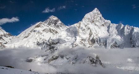 KALA PATTHAR, NEPAL - CIRCA OCTOBER 2013: view of the Everest and Nuptse from Kala Patthar circa...