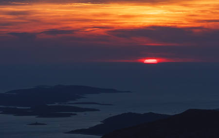 Beautiful view from the top of Sveti Nikola highest on the island of Hvar.の写真素材