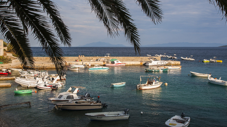 HVAR, CROATIA â CIRCA SEPTEMBER 2016: beautiful view from Zavala on the island of Hvar in Croatia circa September 2016 in Hvar.のeditorial素材