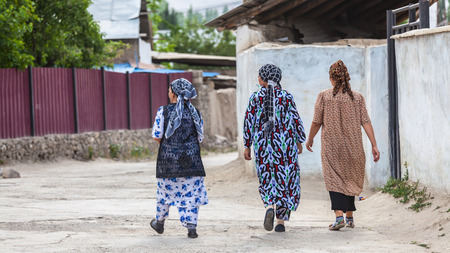 KHOROG, TAJIKISTAN - CIRCA JUNE 2017: Citizens of Tajikistan living in Khorog circa June 2017 in Khorog.のeditorial素材