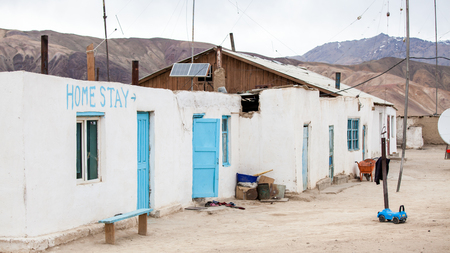 BULUNKUL, TAJIKISTAN - CIRCA JUNE 2017: Beautiful view of Bulunkul village in Tajikistan circa June 2017 in Bulunkul.のeditorial素材