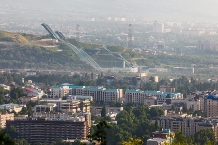 ALMATY, KAZAKHSTAN - CIRCA JUNE 2017: A panorama of the city of Almaty in Kazakhstan circa June 2017 in Almaty.のeditorial素材