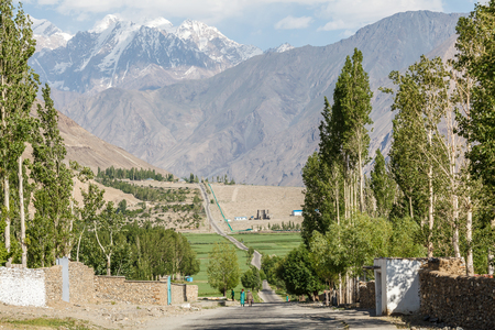 ISHKASHIM, TAJIKISTAN - CIRCA JUNE 2017: View of street Ishkashim city in Tajikistan circa June 2017 in Ishkashim.のeditorial素材