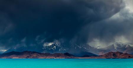 Beautiful view of  Karakul lake in Pamir in Tajikistanの写真素材