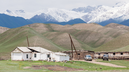 NARYN, KYRGYZSTAN - CIRCA JUNE 2017: Farm in the mountains of Kyrgyzstan Naryn district circa June 2017 in Naryn.のeditorial素材