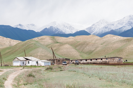 NARYN, KYRGYZSTAN - CIRCA JUNE 2017: Farm in the mountains of Kyrgyzstan Naryn district circa June 2017 in Naryn.のeditorial素材