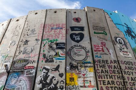 BETHLEHEM, ISRAEL - CIRCA MAY 2018: The Israeli West Bank barrier or wall circa May 2018 in ...