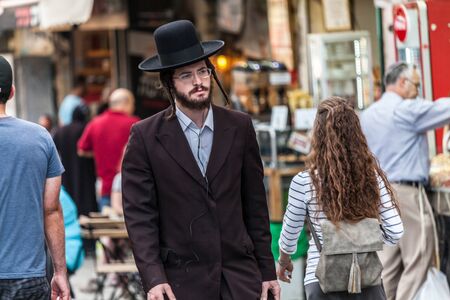 JERUSALEM, ISRAEL - CIRCA MAY 2018: Israelis at Mahaneh Yehuda Market circa May 2018 in Jerusalem.のeditorial素材