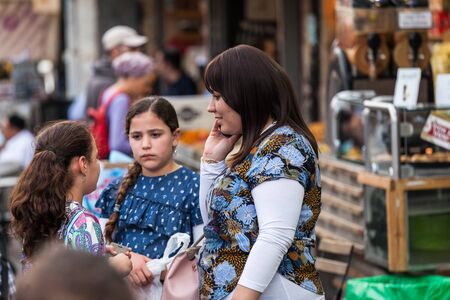 JERUSALEM, ISRAEL - CIRCA MAY 2018: Israelis at Mahaneh Yehuda Market circa May 2018 in Jerusalem.