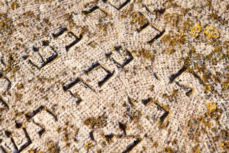 JERUSALEM, ISRAEL - CIRCA MAY 2018: View of a Jewish tombstone in a cemetery
 circa May 2018 in Jerusalem.のeditorial素材