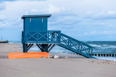 REWAL, POLAND - CIRCA AUGUST 2021: View of the beach in Rewal in Poland circa August 2021 in Rewal.のeditorial素材