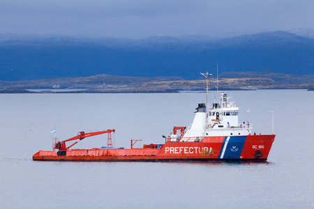 USHUAIA, ARGENTINA - CIRCA FEBRUARY 2023: View of the Beagle Channel in Ushuaia circa February 2023...