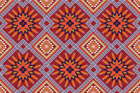 Colorful geometric ethnic pattern design for textile, ornament, decoration and printing media.のイラスト素材
