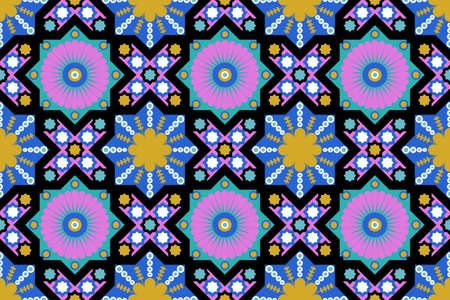 Colorful geometric ethnic pattern design for textile, ornament, decoration and printing media.のイラスト素材