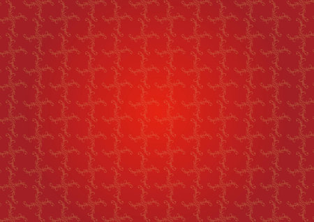 Seamless pattern with decorative ornament. Vector illustration. Red background.