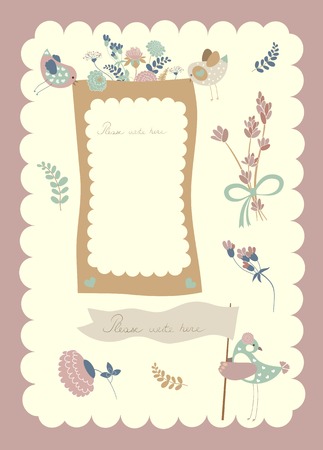 Vector borders set with birds and flowersのイラスト素材