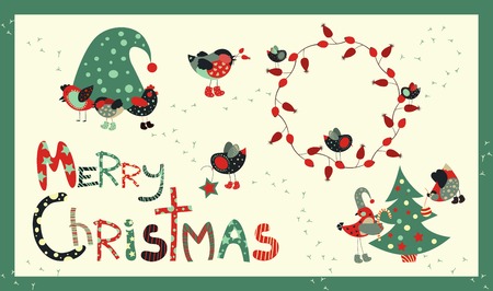 Vector set of decoration elements for Christmasのイラスト素材