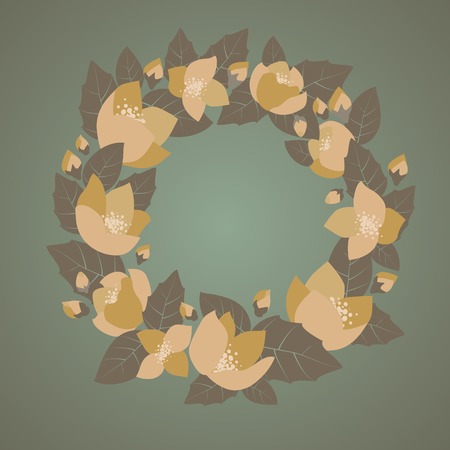 Vector vintage floral wreath with space for textのイラスト素材
