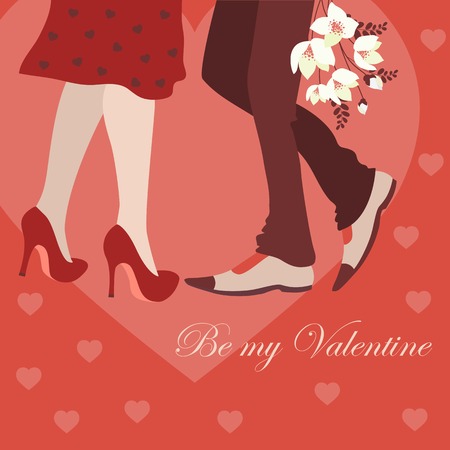 Dating man and woman, vector romantic greeting cardのイラスト素材