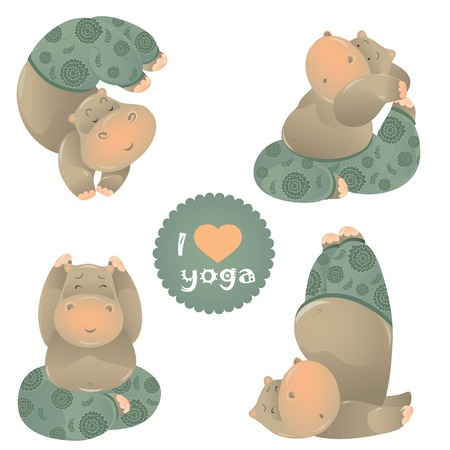 Cute animal illustration of yoga pose. Vector illustrationのイラスト素材