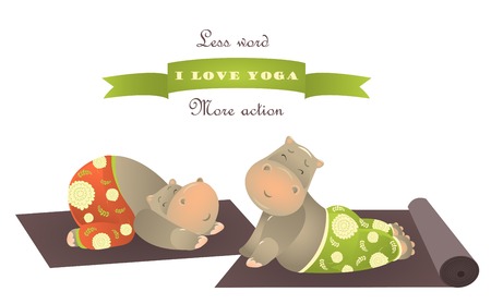 Cute animal illustration of yoga pose. Vector illustrationのイラスト素材