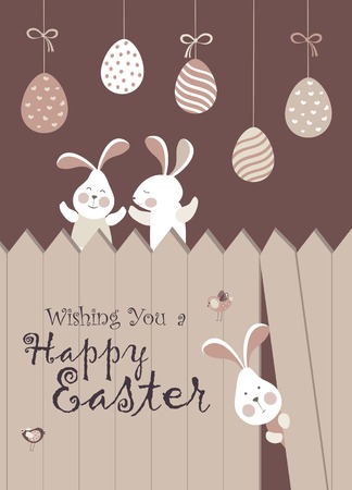 Easter bunnies and easter eggsのイラスト素材