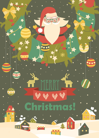 Cute Santa Claus celebrating Christmas. Vector illustrationのイラスト素材