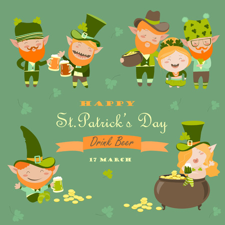 St. Partick day with leprechaun. collectionのイラスト素材