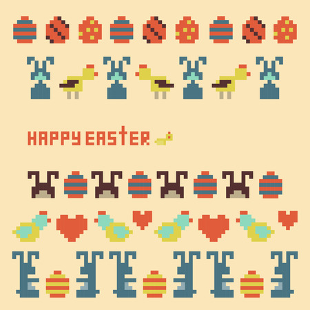 ornament collection of easter items. Easter bunny,easter eggs,chickenのイラスト素材