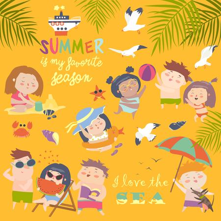 Summer childs outdoor activities. Beach holidayのイラスト素材