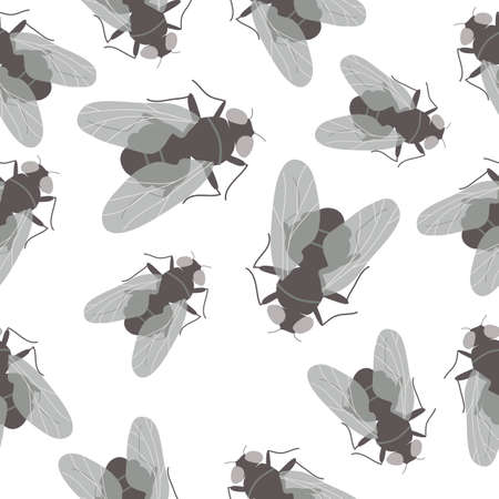 Seamless pattern with flies on white backgroundのイラスト素材