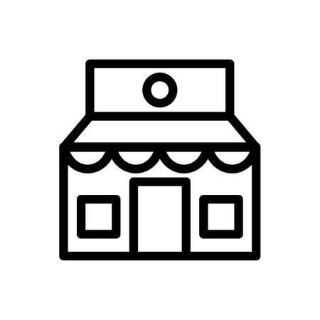 convenience store icon with black outline styleのイラスト素材