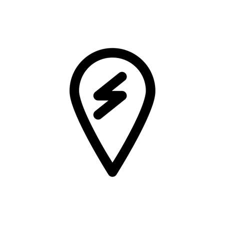 Electric car location icon with black outline styleのイラスト素材