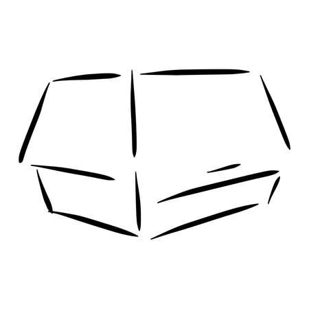 meal box sketch in vintage black line illustration style for restaurant cafe menuのイラスト素材