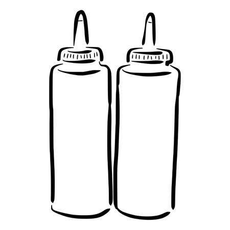 ketchup sketch in vintage black line illustration style for restaurant cafe menuのイラスト素材
