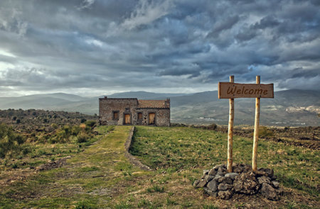 shelter house in volcanic area
