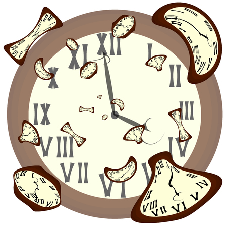 unusual fabulous clocks of various shapes vector imageのイラスト素材