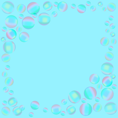 frame with soap bubbles on a blue backgroundのイラスト素材