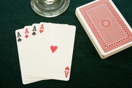 A deck of playing cards with four Acesのeditorial素材