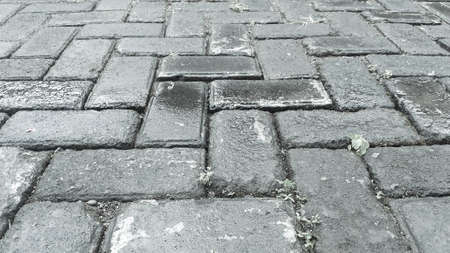 road paving blocks after the rainの写真素材