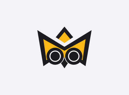 Owl icon with combined crownのイラスト素材